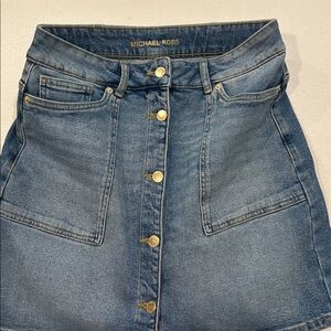 Michael Kors Blue Denim Skirt with Gold Accents